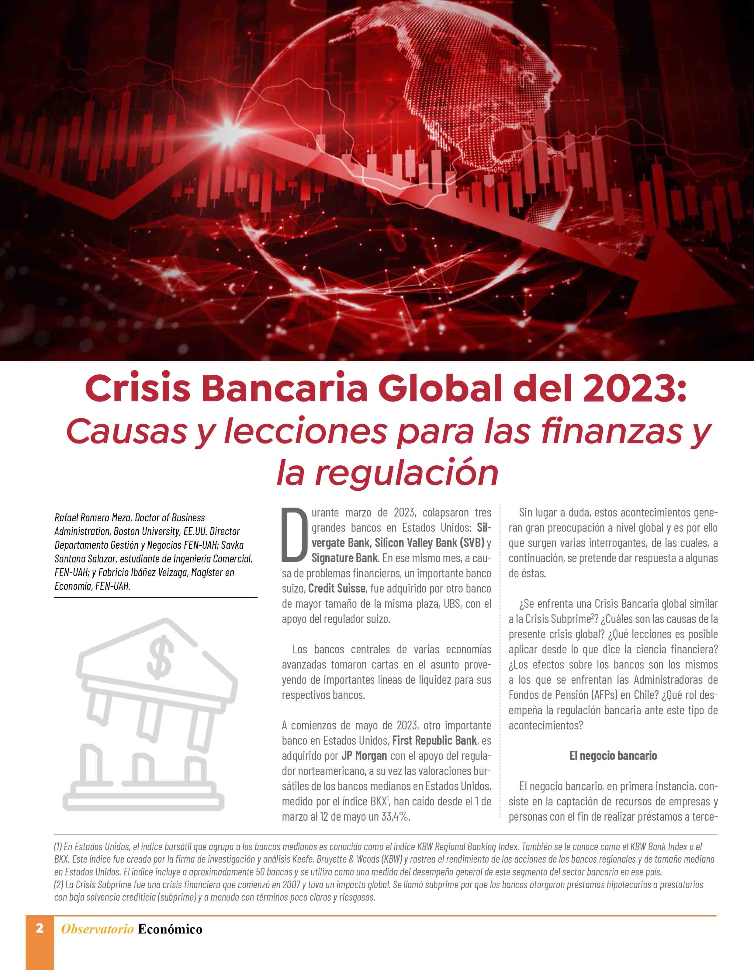"Crisis Bancaria" artículo publicado por Sr. Rafael Romero, socio PKF Chile.